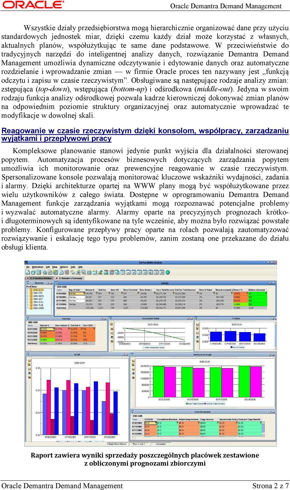 W przeciwieństwie do tradycyjnych narzędzi do inteligentnej analizy danych, rozwiązanie Demantra Demand Management umożliwia dynamiczne odczytywanie i edytowanie danych oraz automatyczne rozdzielanie