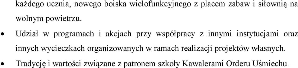 Udział w programach i akcjach przy współpracy z innymi instytucjami oraz