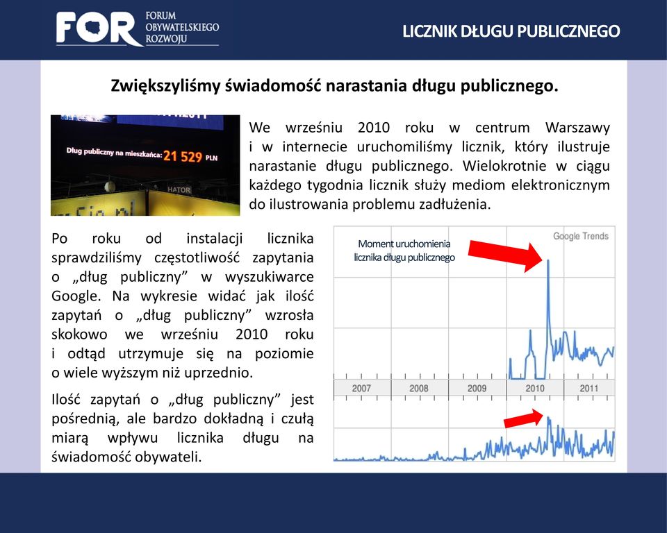 Wielokrotnie w ciągu każdego tygodnia licznik służy mediom elektronicznym do ilustrowania problemu zadłużenia.