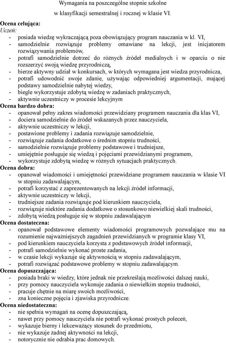 wiedzę przyrodniczą, - bierze aktywny udział w konkursach, w których wymagana jest wiedza przyrodnicza, - potrafi udowodnić swoje zdanie, używając odpowiedniej argumentacji, mającej podstawy