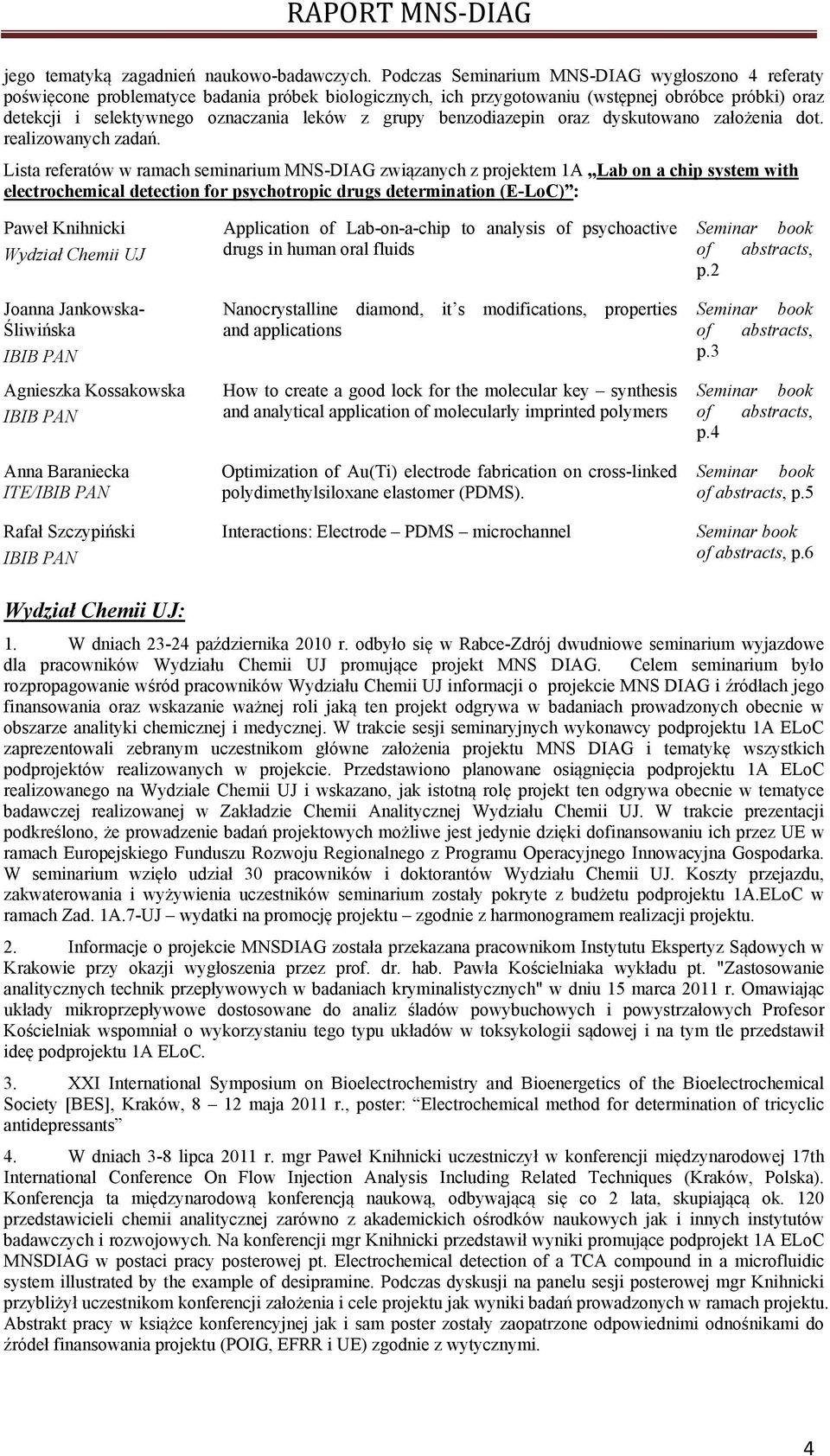 grupy benzodiazepin oraz dyskutowano założenia dot. realizowanych zadań.
