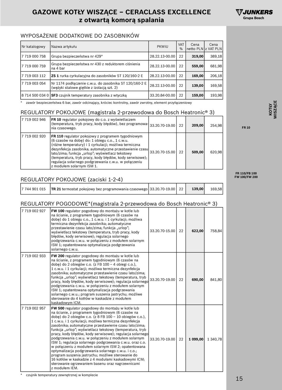 w.u. do zasobnika ST 20/60-2 E (wężyki stalowe giętkie z izolacją szt. 2) 28.22.3-00.00 22 39,00 69,58 8 74 500 034 0 SF3 czujnik temperatury zasobnika z wtyczką 33.20.84-00.