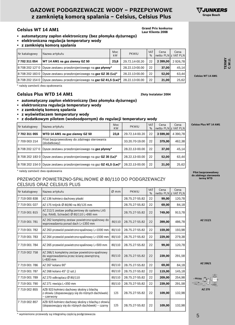 20 22 2 399,00 2 926,78 8 708 202 27 0 Dysze zestawu przezbrojeniowego na gaz płynny* 28.22.3-00.00 22 37,00 45,4 TERMY C.W.U. 8 708 202 83 0 Dysze zestawu przezbrojeniowego na gaz GZ 35 (Ls)* 28.22.3-00.00 22 52,00 63,44 8 708 202 54 0 Dysze zestawu przezbrojeniowego na gaz GZ 4,5 (Lw)* 28.