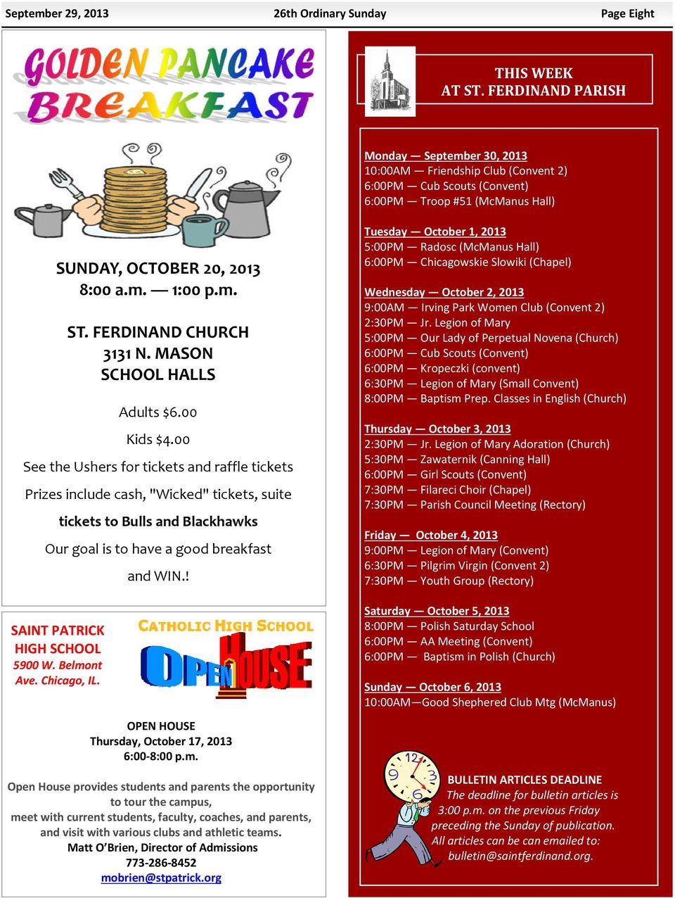 FERDINAND CHURCH 3131 N. MASON SCHOOL HALLS Adults $6.00 Kids $4.