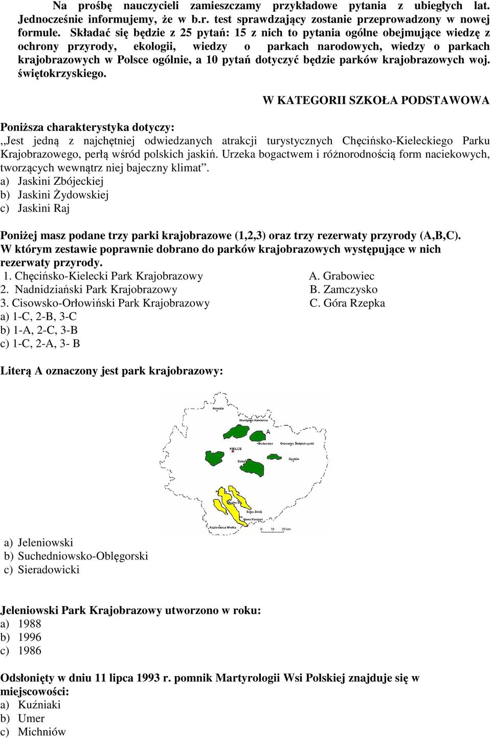 dotyczyć będzie parków krajobrazowych woj. świętokrzyskiego.