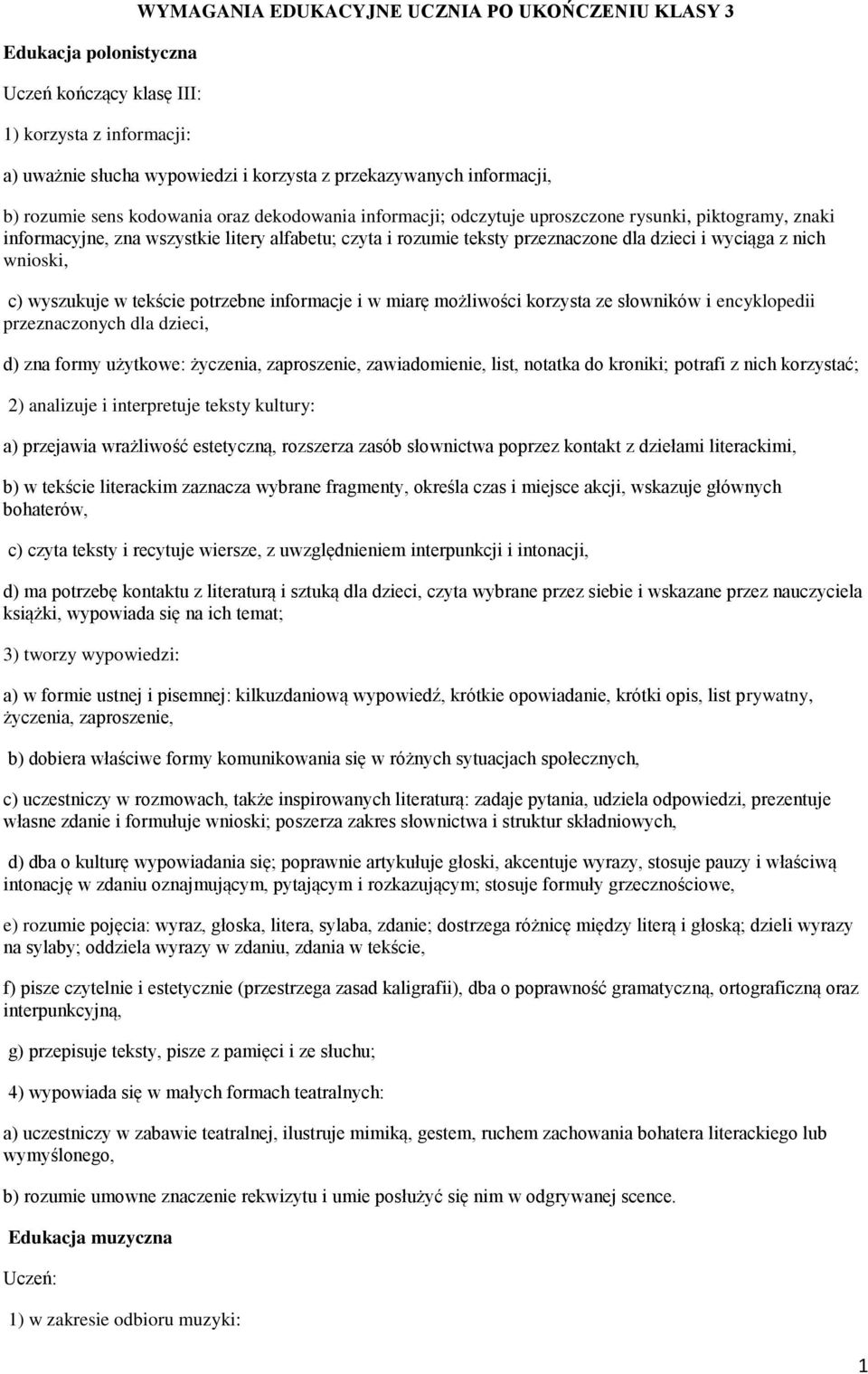 wyciąga z nich wnioski, c) wyszukuje w tekście potrzebne informacje i w miarę możliwości korzysta ze słowników i encyklopedii przeznaczonych dla dzieci, d) zna formy użytkowe: życzenia, zaproszenie,