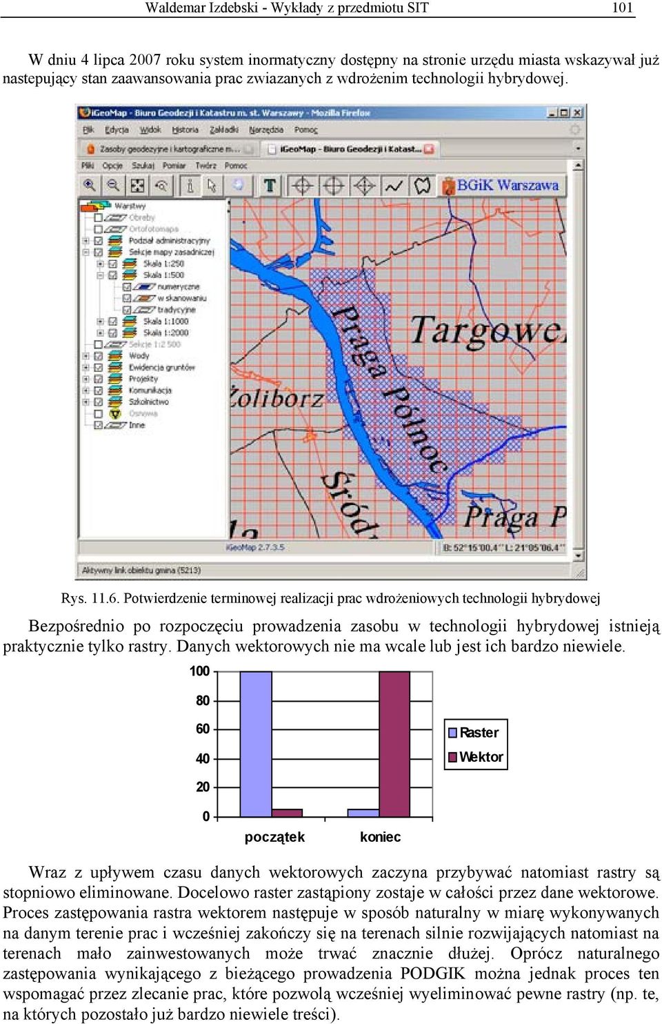 Potwierdzenie terminowej realizacji prac wdrożeniowych technologii hybrydowej Bezpośrednio po rozpoczęciu prowadzenia zasobu w technologii hybrydowej istnieją praktycznie tylko rastry.