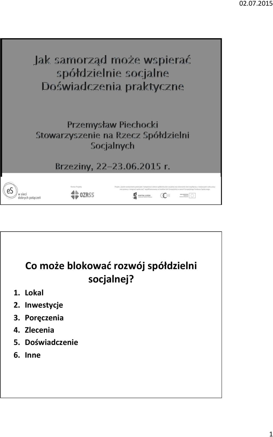 Lokal 2. Inwestycje 3.