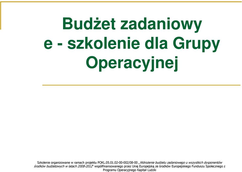 02-00-002/08-00 WdroŜenie budŝetu zadaniowego u wszystkich dysponentów środków