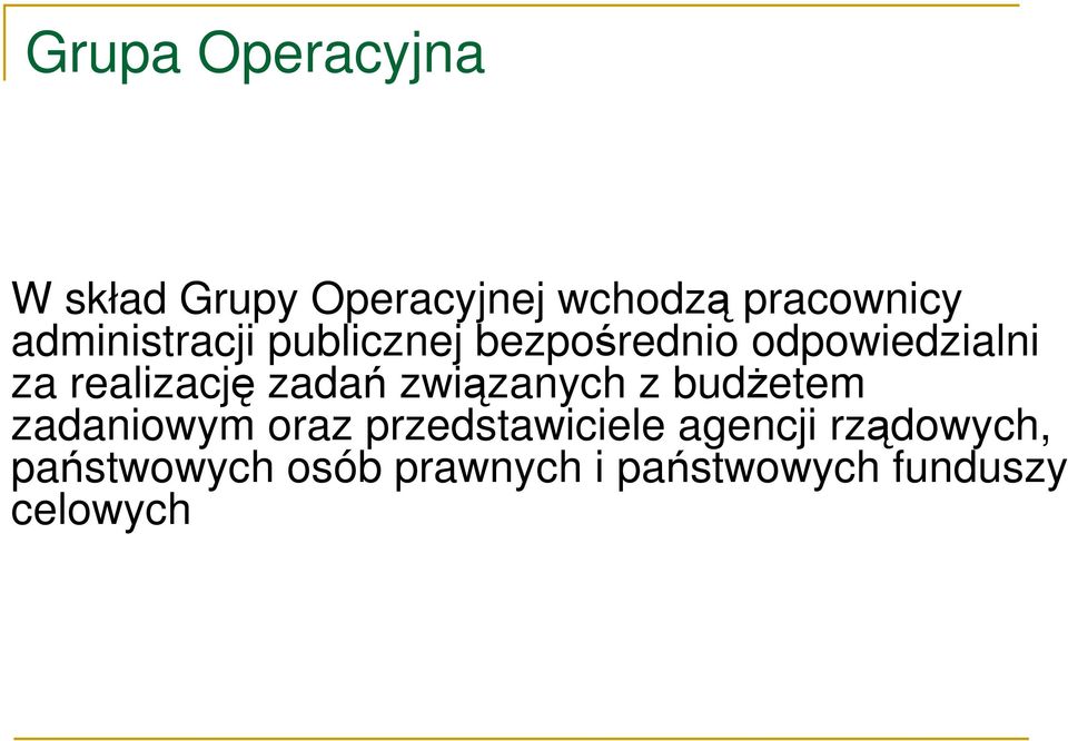 zadań związanych z budŝetem zadaniowym oraz przedstawiciele