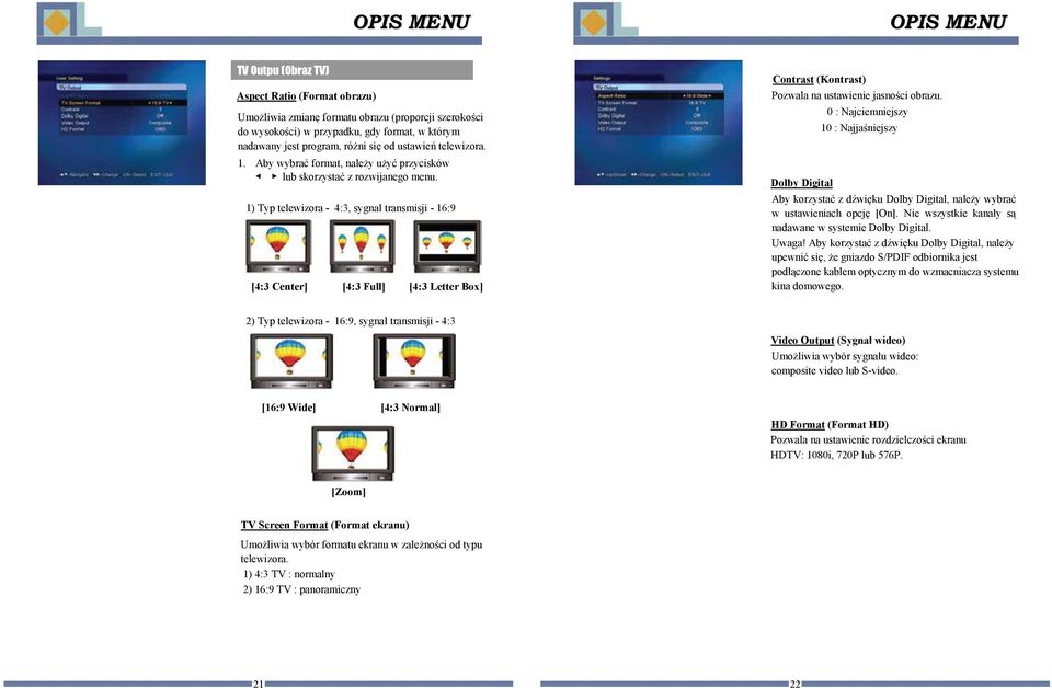 Aby wybra format, naley uy przycisków lub skorzysta z rozwijanego menu.