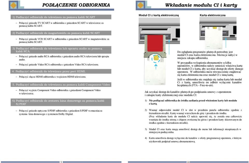 Poczy gniazdo audio RCA odbiornika z gniazdem audio RCA telewizora lub sprztu audio. Poczy gniazdo Video RCA odbiornika z gniazdem Video RCA telewizora.