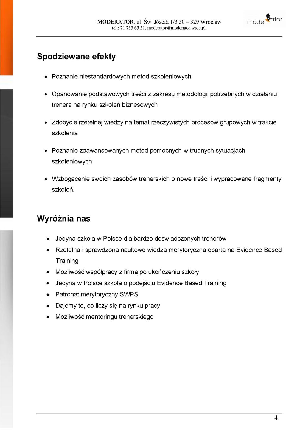 i wypracowane fragmenty szkoleń.