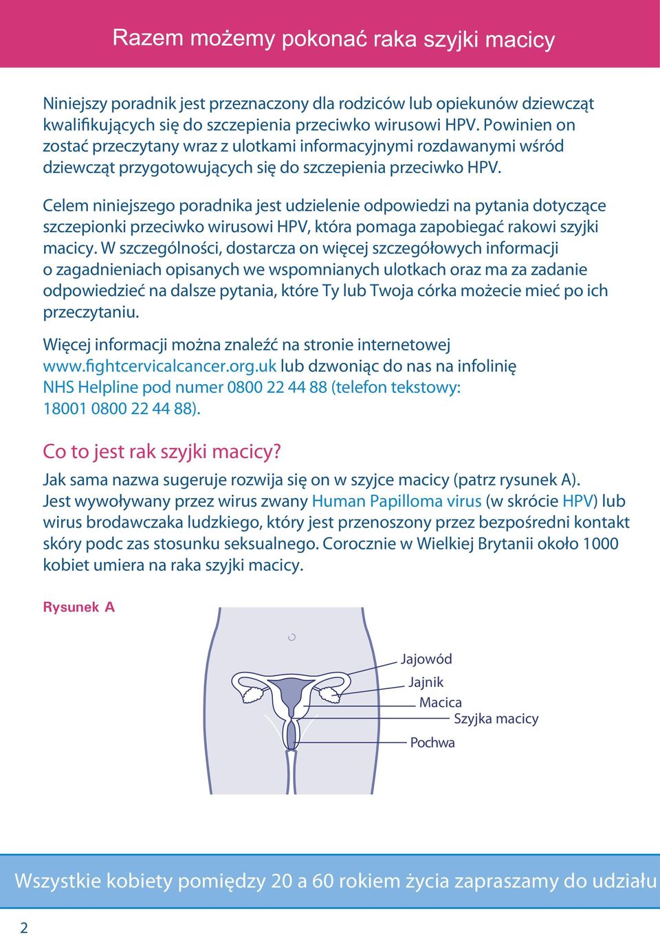 Celem niniejszego poradnika jest udzielenie odpowiedzi na pytania dotyczące szczepionki przeciwko wirusowi HPV, która pomaga zapobiegać rakowi szyjki macicy.