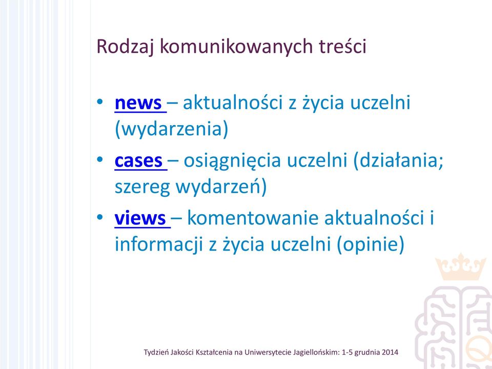 uczelni (działania; szereg wydarzeń) views