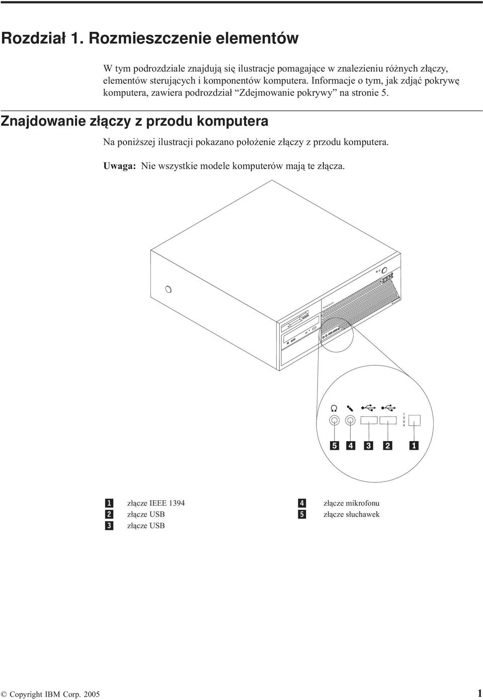 komponentów komputera. Informacje o tym, jak zdjąć pokrywę komputera, zawiera podrozdział Zdejmowanie pokrywy na stronie 5.