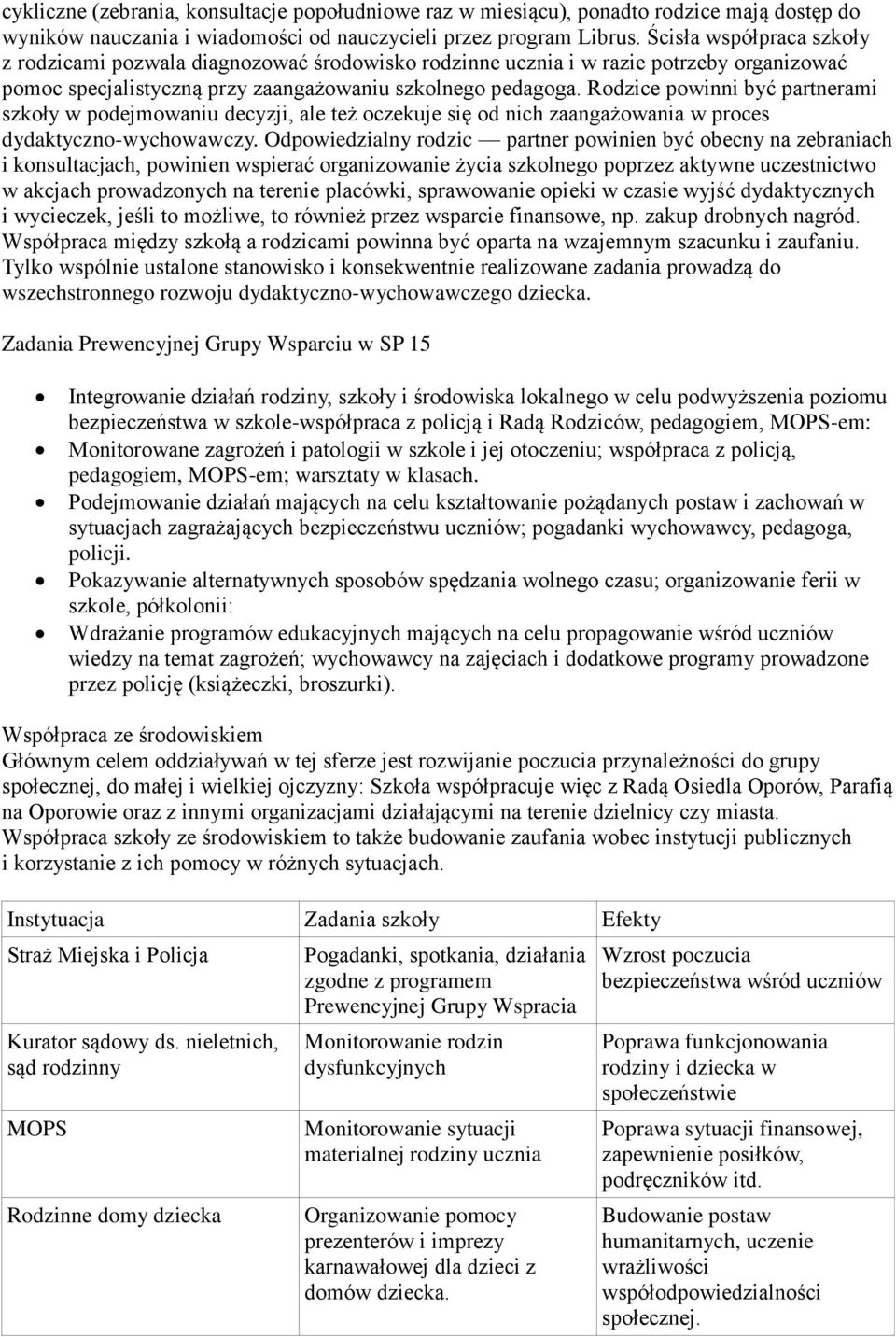 Rodzice powinni być partnerami szkoły w podejmowaniu decyzji, ale też oczekuje się od nich zaangażowania w proces dydaktyczno-wychowawczy.