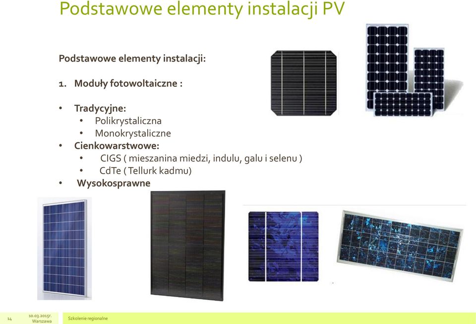 Moduły fotowoltaiczne : Tradycyjne: Polikrystaliczna