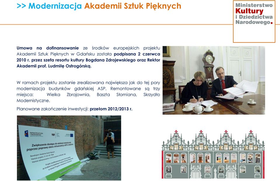 Ludmiłę Ostrogórską. W ramach projektu zostanie zrealizowana największa jak do tej pory modernizacja budynków gdańskiej ASP.