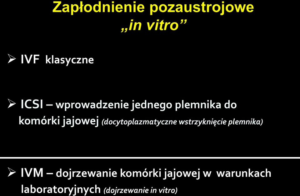 wstrzyknięcie plemnika) IVM dojrzewanie komórki