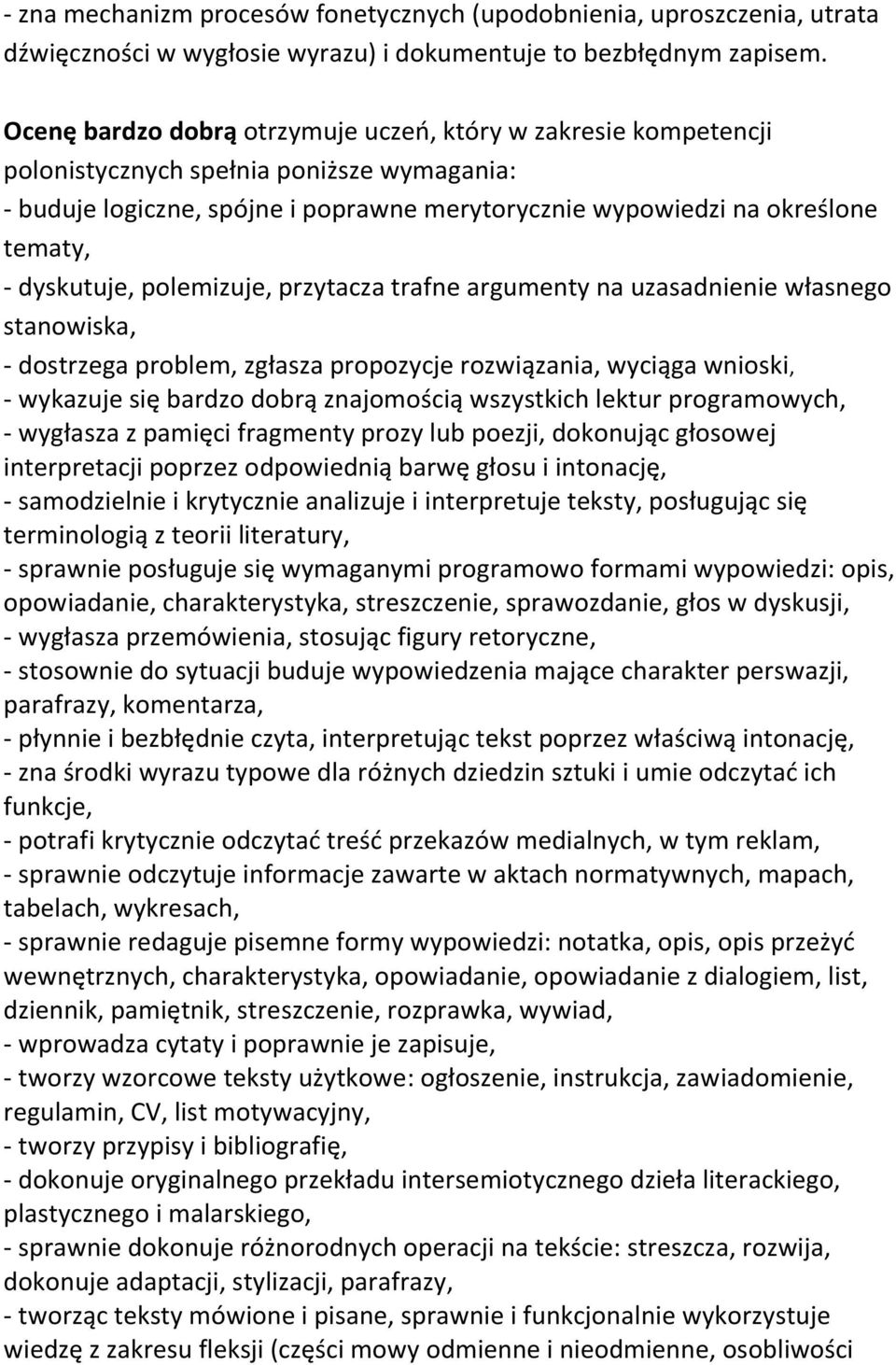 dyskutuje, polemizuje, przytacza trafne argumenty na uzasadnienie własnego stanowiska, - dostrzega problem, zgłasza propozycje rozwiązania, wyciąga wnioski, - wykazuje się bardzo dobrą znajomością