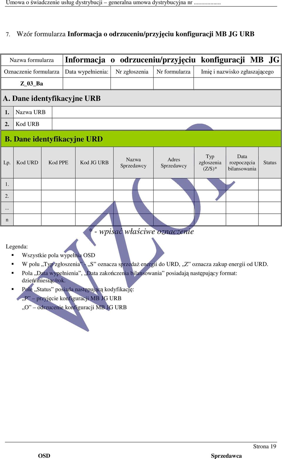 Kod URD Kod PPE Kod JG URB Nazwa Sprzedawcy Adres Sprzedawcy Typ zgłoszenia (Z/S)* Data rozpoczęcia bilansowania Status 1. 2.