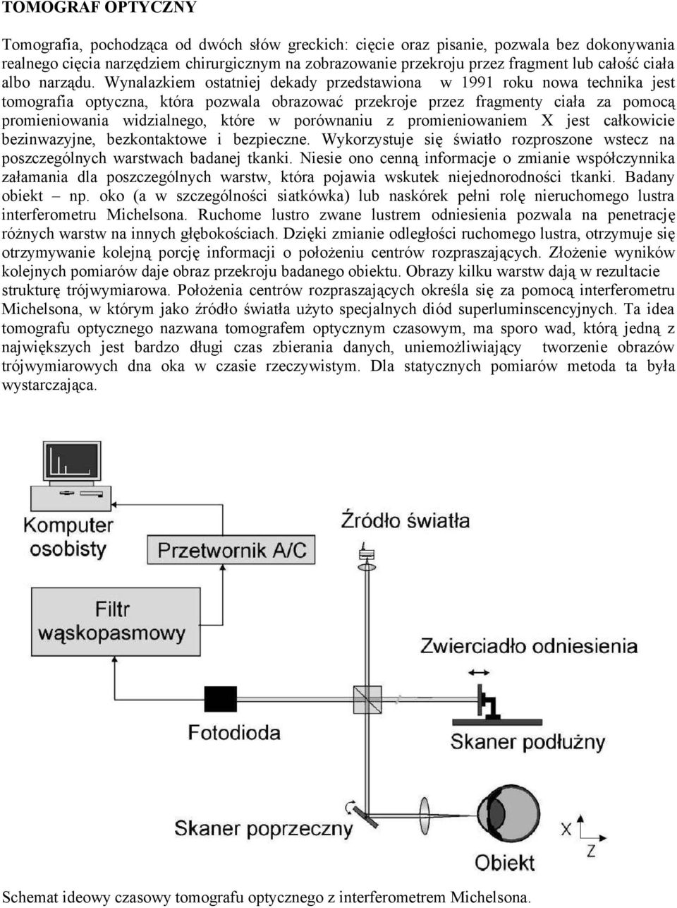 Wynalazkiem ostatniej dekady przedstawiona w 1991 roku nowa technika jest tomografia optyczna, która pozwala obrazować przekroje przez fragmenty ciała za pomocą promieniowania widzialnego, które w