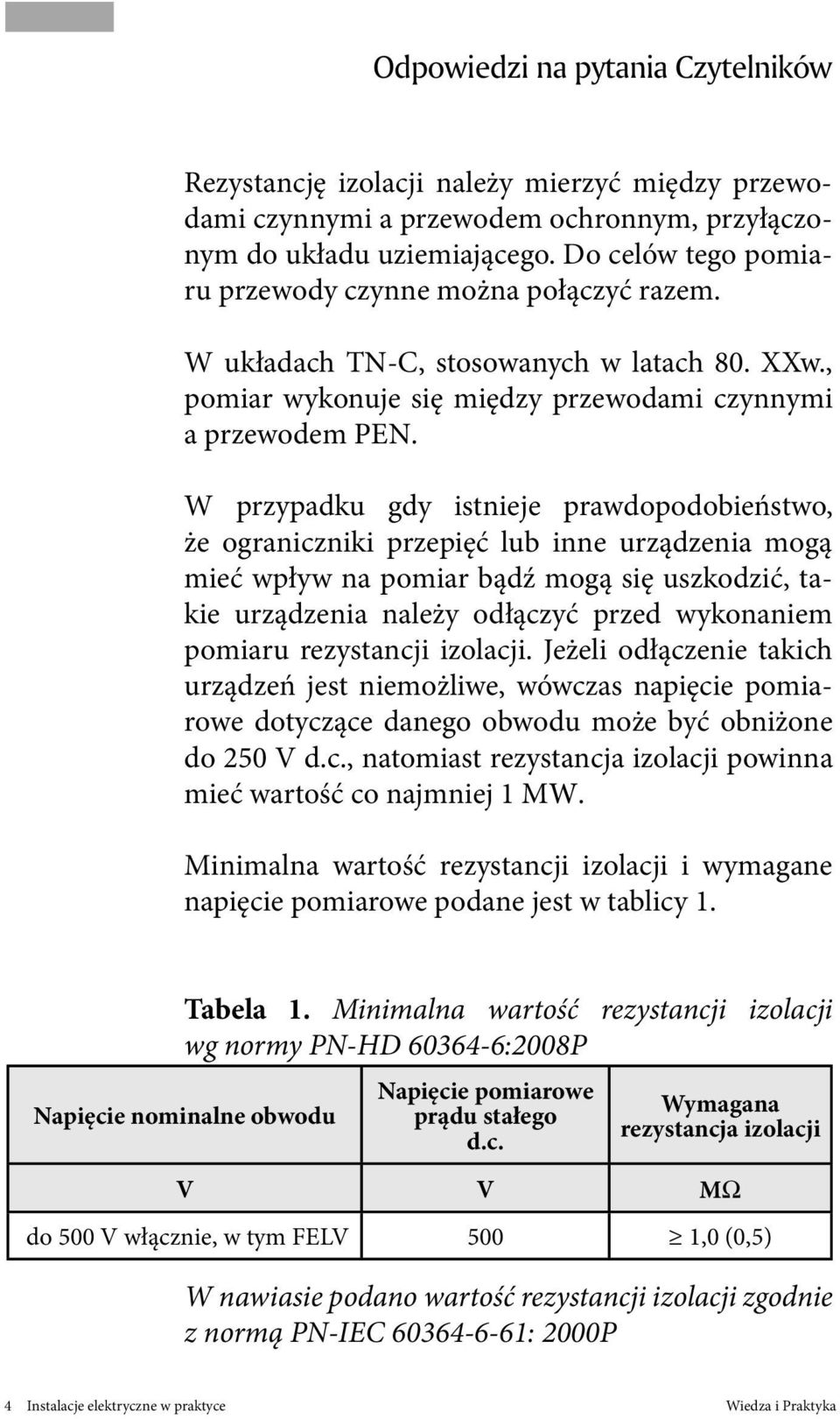 W przypadku gdy istnieje prawdopodobieństwo, że ograniczniki przepięć lub inne urządzenia mogą mieć wpływ na pomiar bądź mogą się uszkodzić, takie urządzenia należy odłączyć przed wykonaniem pomiaru