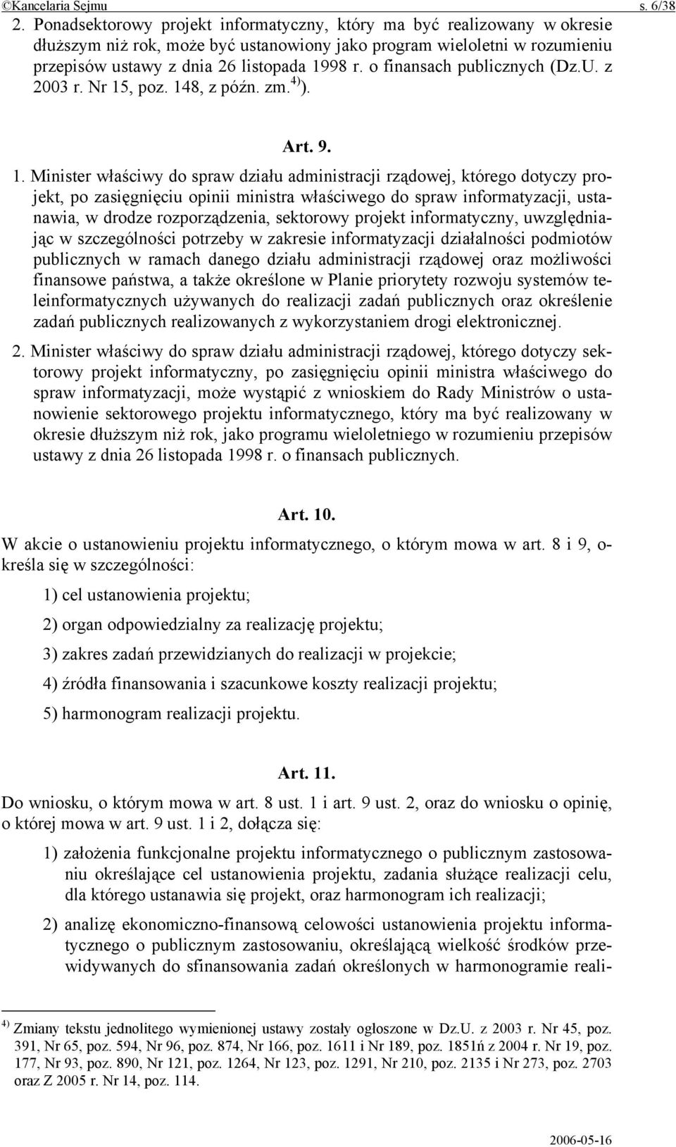 o finansach publicznych (Dz.U. z 2003 r. Nr 15