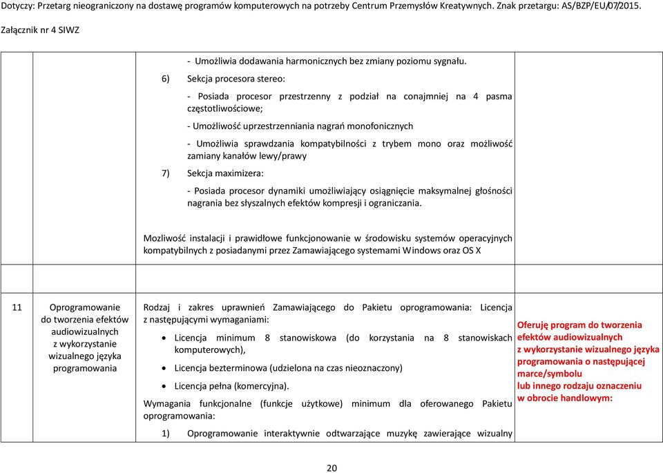 kompatybilności z trybem mono oraz możliwość zamiany kanałów lewy/prawy 7) Sekcja maximizera: - Posiada procesor dynamiki umożliwiający osiągnięcie maksymalnej głośności nagrania bez słyszalnych