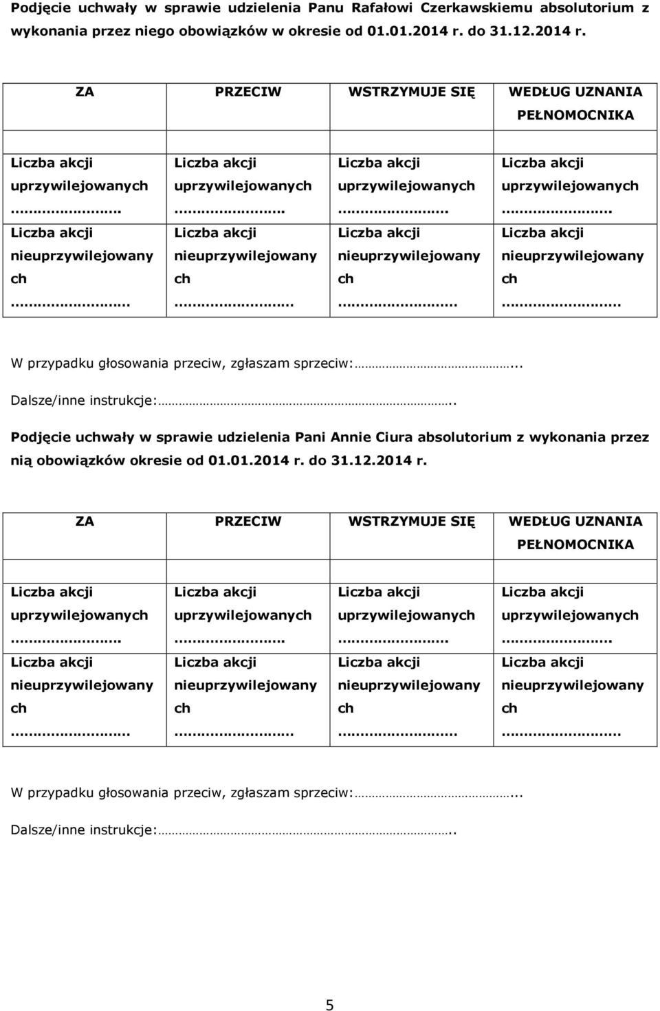 . Dalsze/inne instrukcje:.