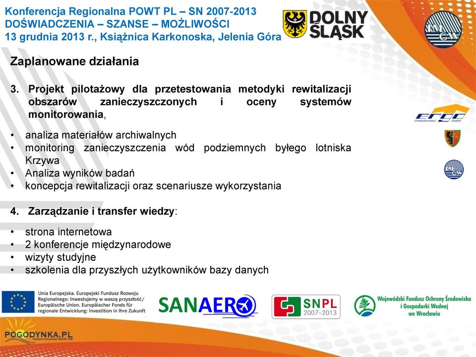 monitorowania, analiza materiałów archiwalnych monitoring zanieczyszczenia wód podziemnych byłego lotniska Krzywa