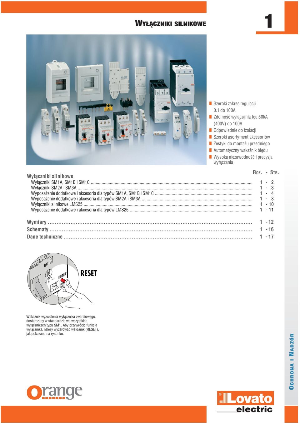 wyłączania ROZ. - STR. Wyłączniki silnikowe Wyłączniki SMA, SMB i SMC... - 2 Wyłączniki SM2A i SM3A... - 3 Wyposażenie dodatkowe i akcesoria dla typów SMA, SMB i SMC.