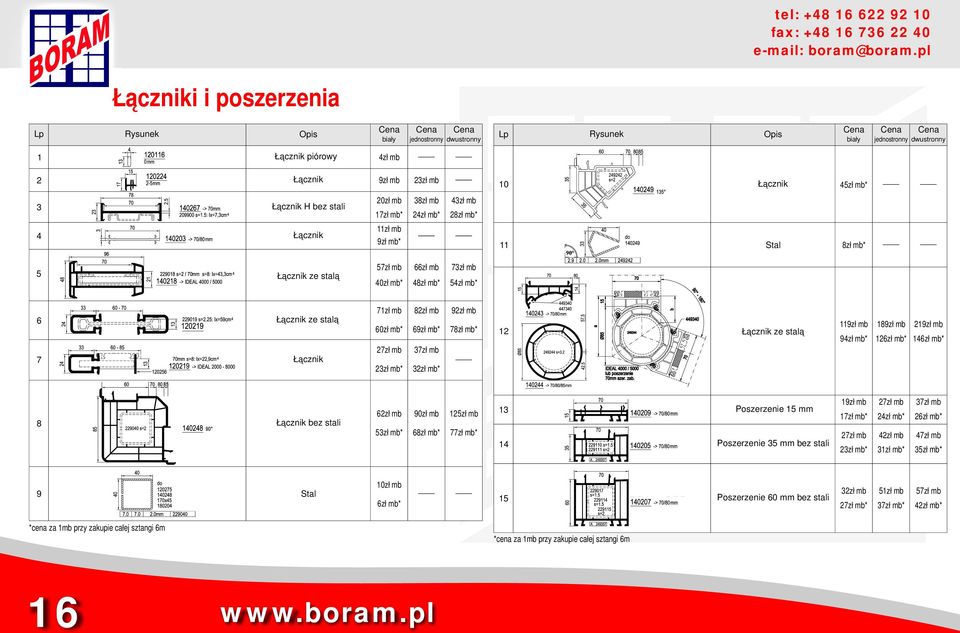 mb* 6 7 Łącznik ze stalą Łącznik 71zł mb 82zł mb 92zł mb 60zł mb* 69zł mb* 78zł mb* 27zł mb 37zł mb 23zł mb* 32zł mb* 12 Łącznik ze stalą 119zł mb 189zł mb 219zł mb 94zł mb* 126zł mb* 146zł mb* 8