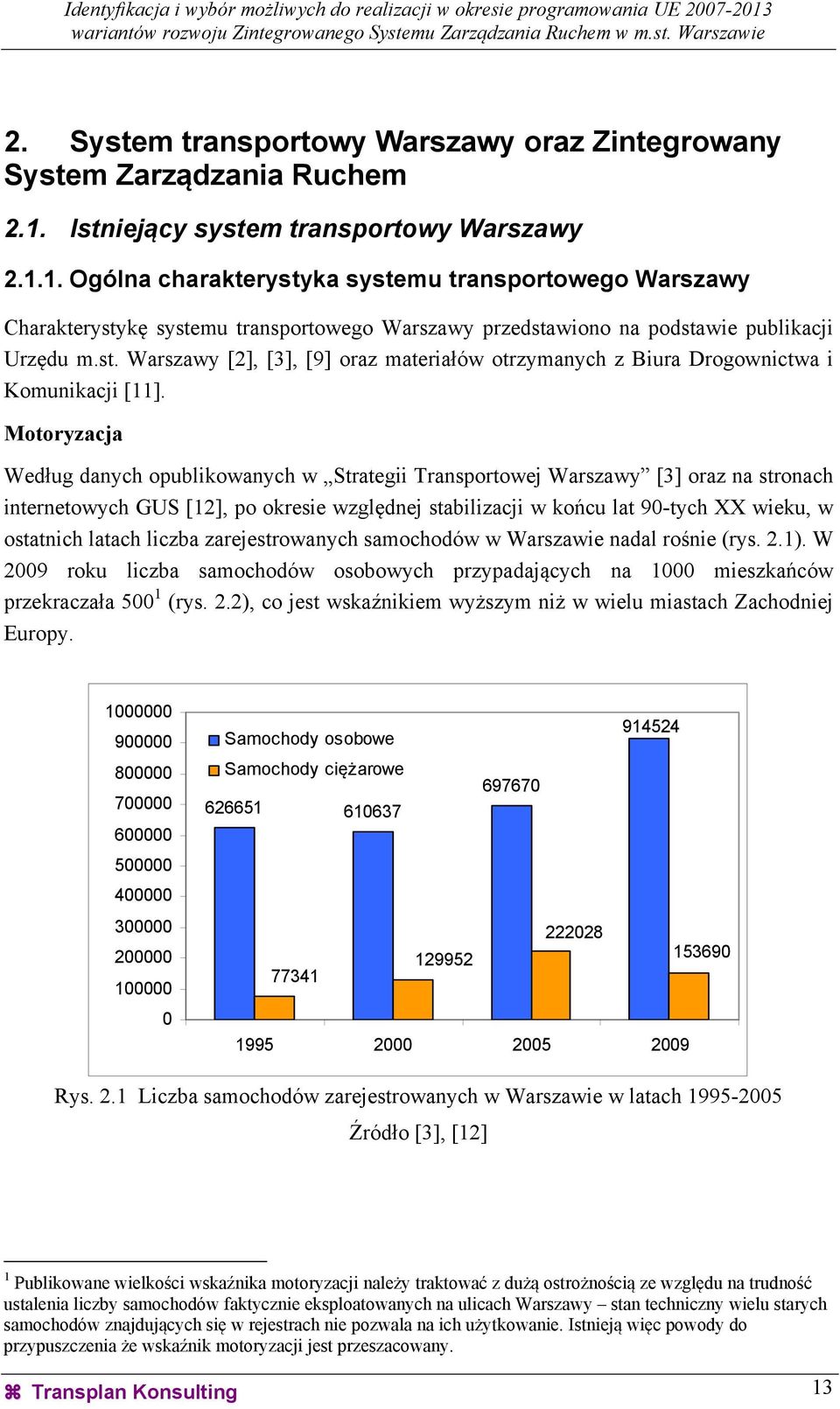 Motoryzacja Według danych opublikowanych w Strategii Transportowej Warszawy [3] oraz na stronach internetowych GUS [12], po okresie względnej stabilizacji w końcu lat 90-tych XX wieku, w ostatnich