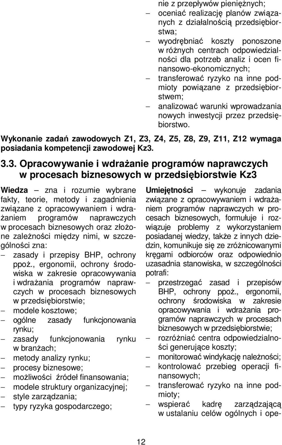 Wykonanie zadań zawodowych Z1, Z3,