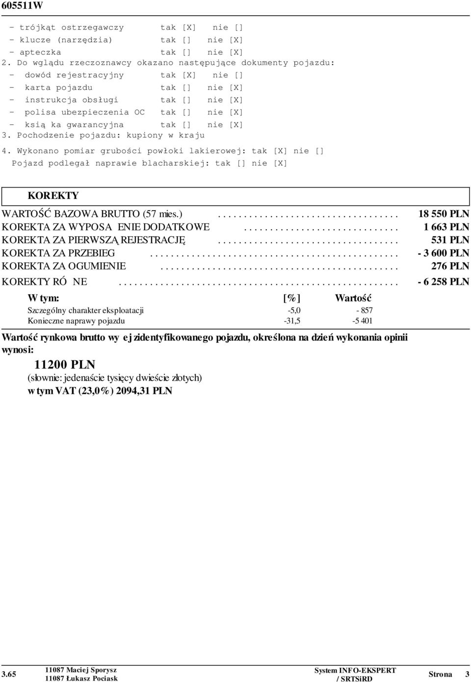 nie [X] - książka gwarancyjna tak [] nie [X] 3. Pochodzenie pojazdu: kupiony w kraju 4.