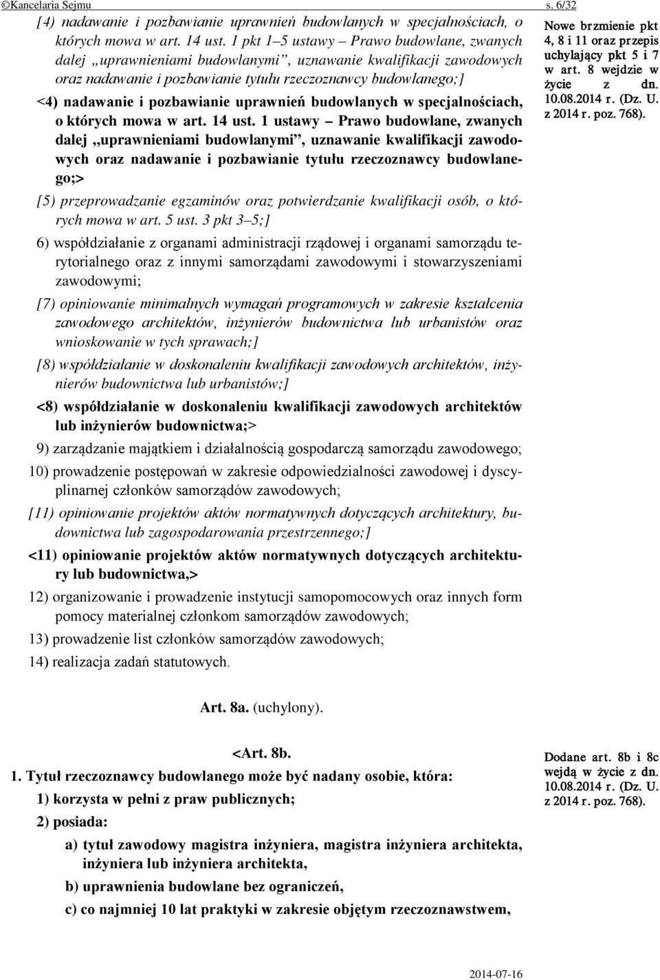 uprawnień budowlanych w specjalnościach, o których mowa w art. 14 ust.