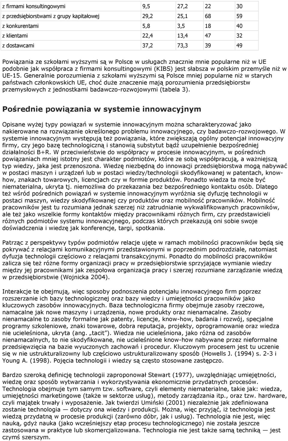 Generalnie porozumienia z szkołami wyższymi są Polsce mniej popularne niż w starych państwach członkowskich UE, choć duże znaczenie mają porozumienia przedsiębiorstw przemysłowych z jednostkami