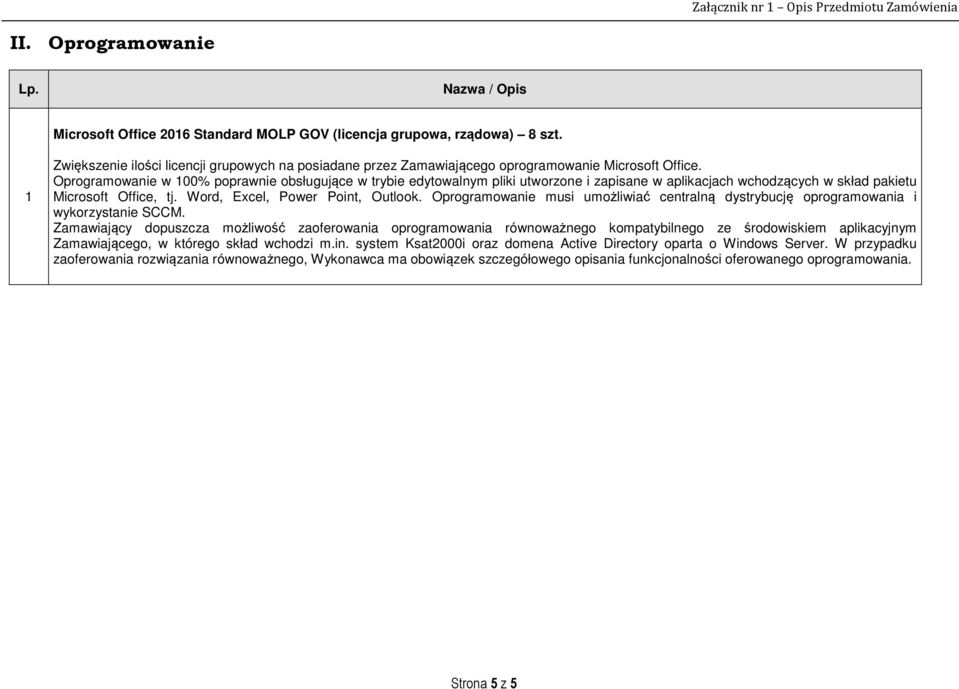 Oprogramowanie w 100% poprawnie obsługujące w trybie edytowalnym pliki utworzone i zapisane w aplikacjach wchodzących w skład pakietu Microsoft Office, tj. Word, Excel, Power Point, Outlook.