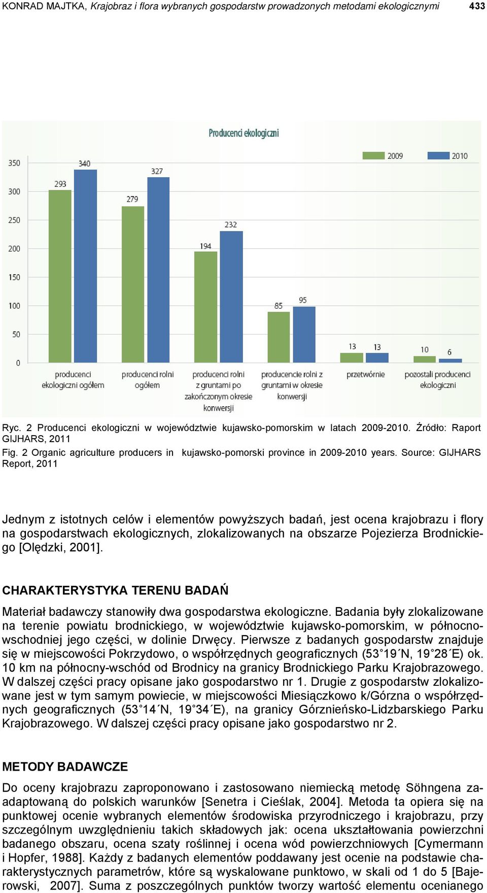Source: GIJHARS Report, 2011 Jednym z istotnych celów i elementów powyższych badań, jest ocena krajobrazu i flory na gospodarstwach ekologicznych, zlokalizowanych na obszarze Pojezierza Brodnickiego