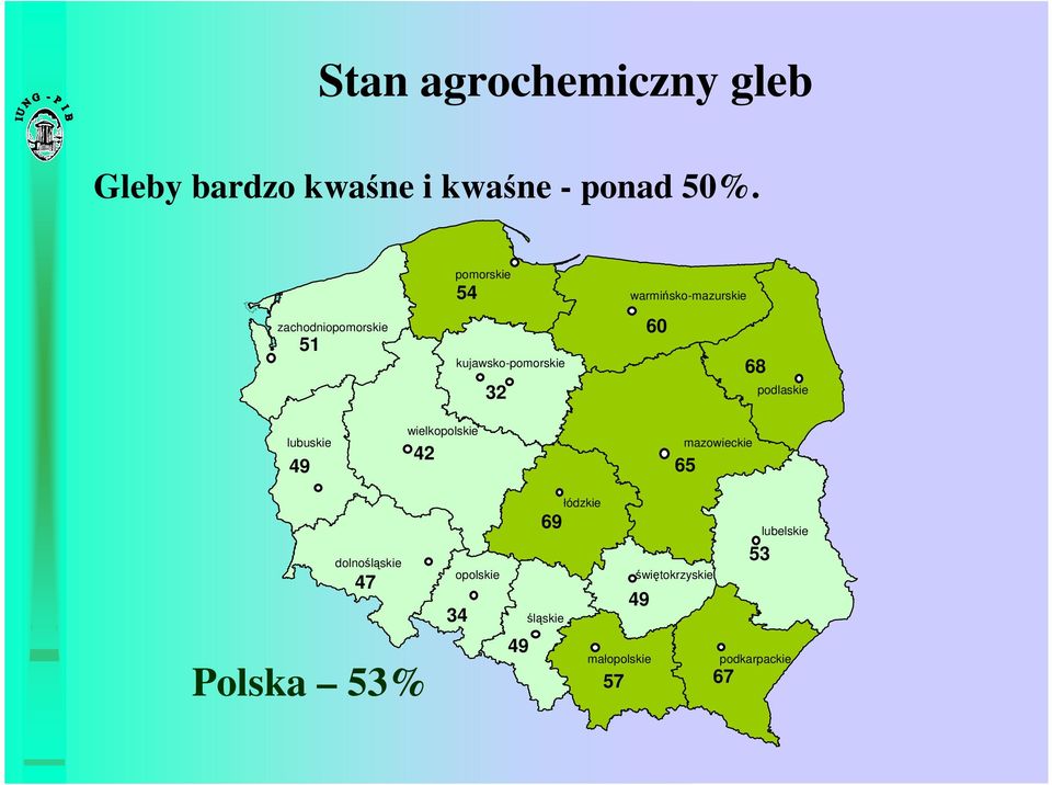 68 podlaskie lubuskie 49 wielkopolskie 42 mazowieckie 65 dolnośląskie 47 Polska