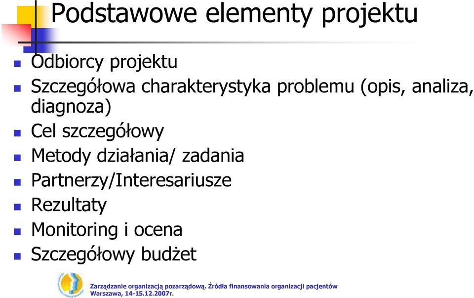 diagnoza) Cel szczegółowy Metody działania/ zadania