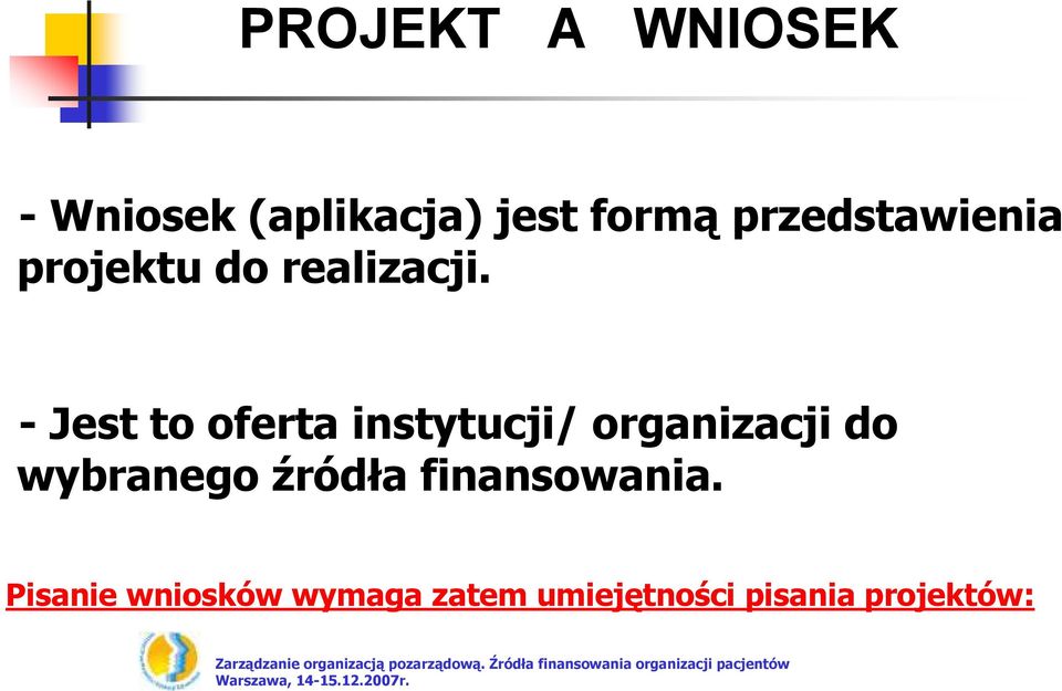 - Jest to oferta instytucji/ organizacji do wybranego