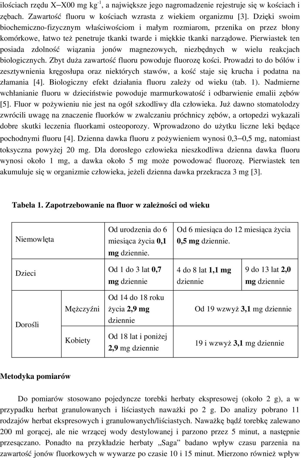 Pierwiastek ten posiada zdolność wiązania jonów magnezowych, niezbędnych w wielu reakcjach biologicznych. Zbyt duża zawartość fluoru powoduje fluorozę kości.