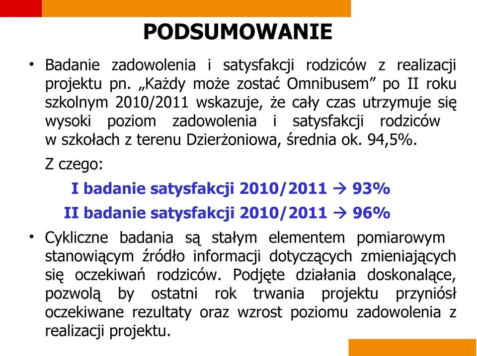 terenu Dzierżoniowa, średnia ok. 94,5%.