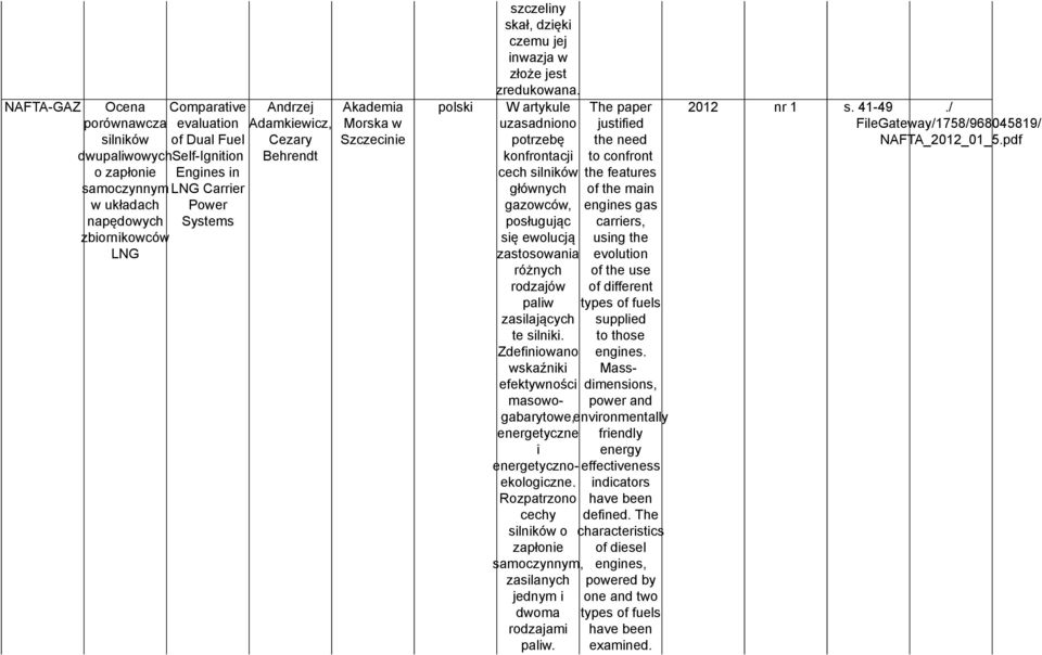 W artykule uzasadniono potrzebę konfrontacji cech silników głównych gazowców, posługując się ewolucją zastosowania różnych rodzajów paliw zasilających te silniki.