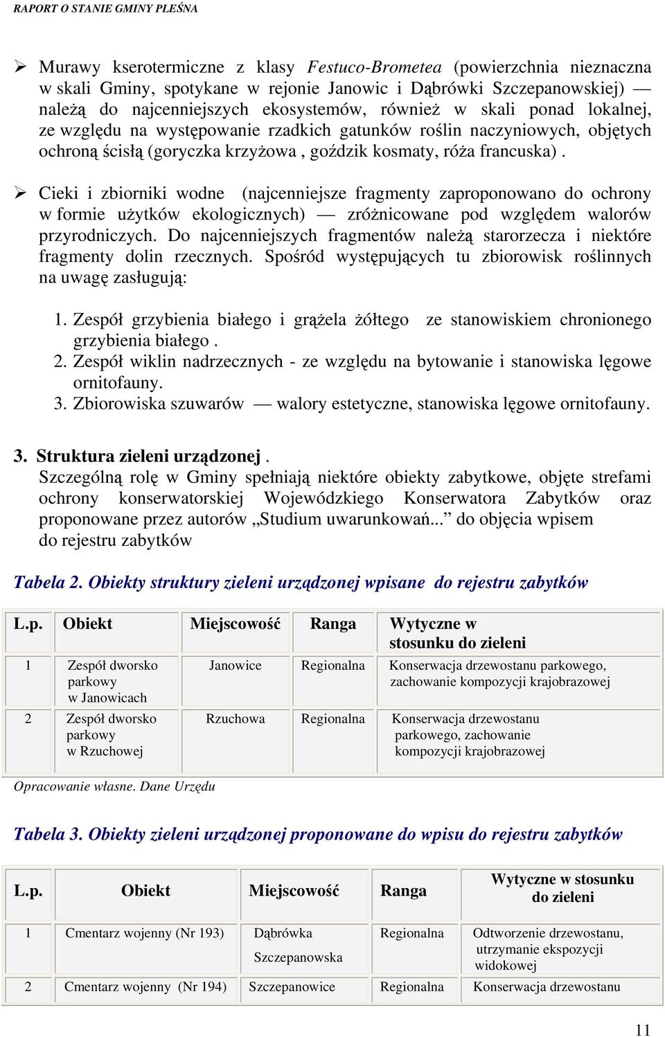 Cieki i zbiorniki wodne (najcenniejsze fragmenty zaproponowano do ochrony w formie użytków ekologicznych) zróżnicowane pod względem walorów przyrodniczych.