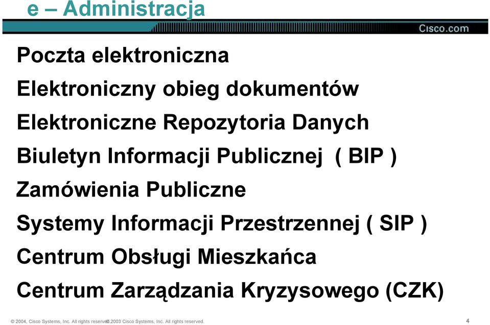 Informacji Przestrzennej ( SIP ) Centrum Obsługi Mieszkańca Centrum Zarządzania