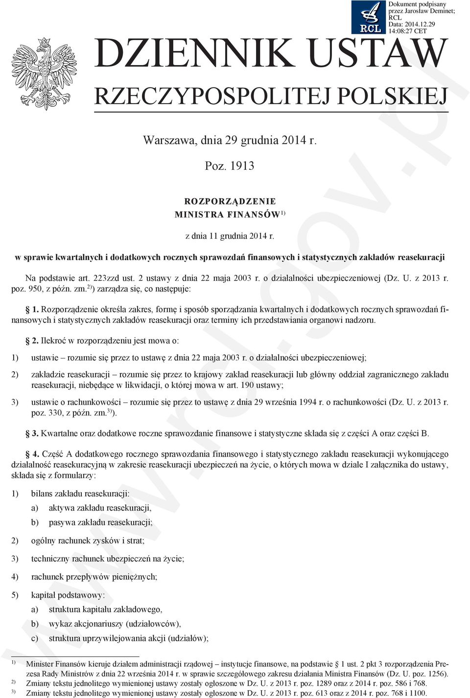 o działalności ubezpieczeniowej (Dz. U. z 2013 r. poz. 950, z późn. zm.